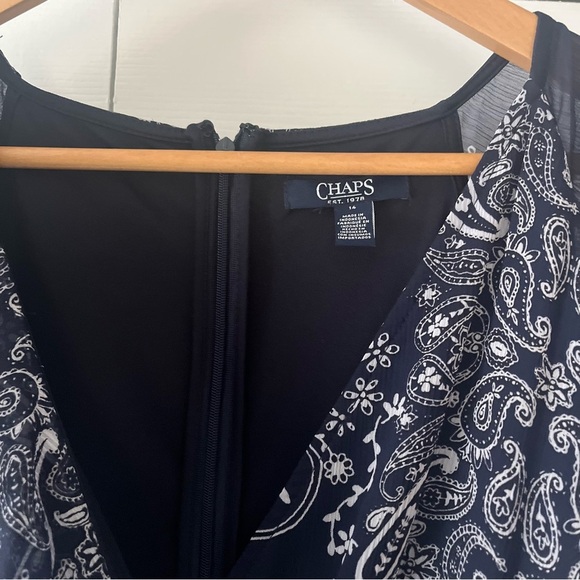 Chaps Dress Paisley Flowy Navy Blue White Maxi Dress Size 14 NWT - Picture 7 of 13